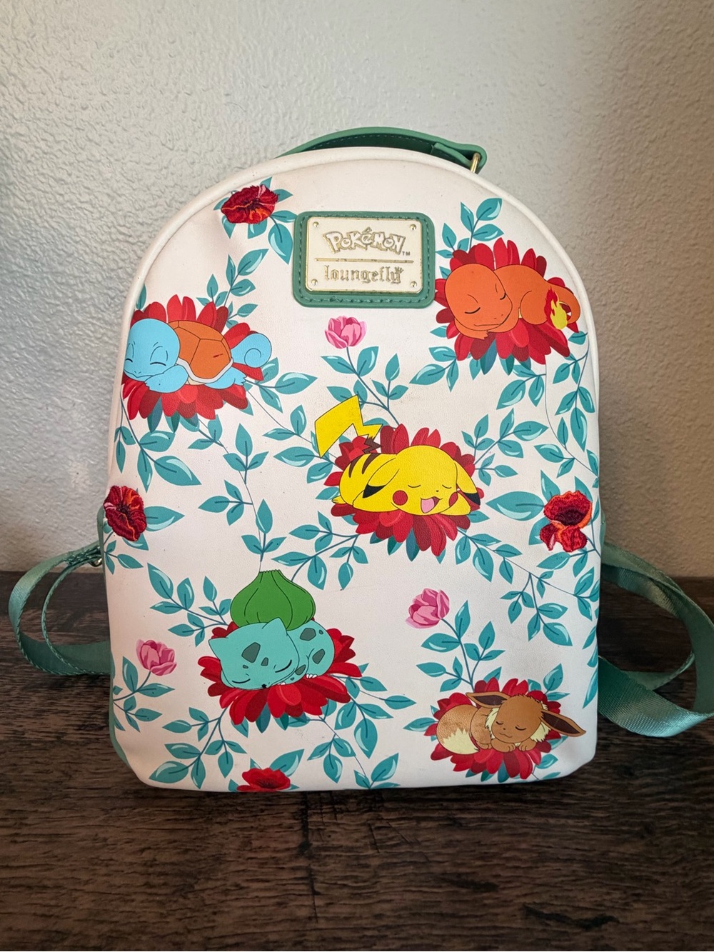 Pokémon Floral Loungefly Mini Backpack - White with Teal Accents With Tags